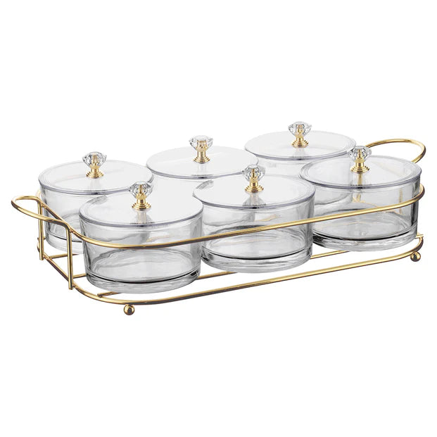 Elaborate Bowls with Covers and Tray Set - LEHADAR