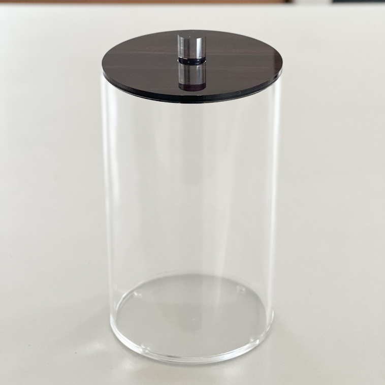 Lucite Cookie Jars with Wood Look LIds - LEHADAR
