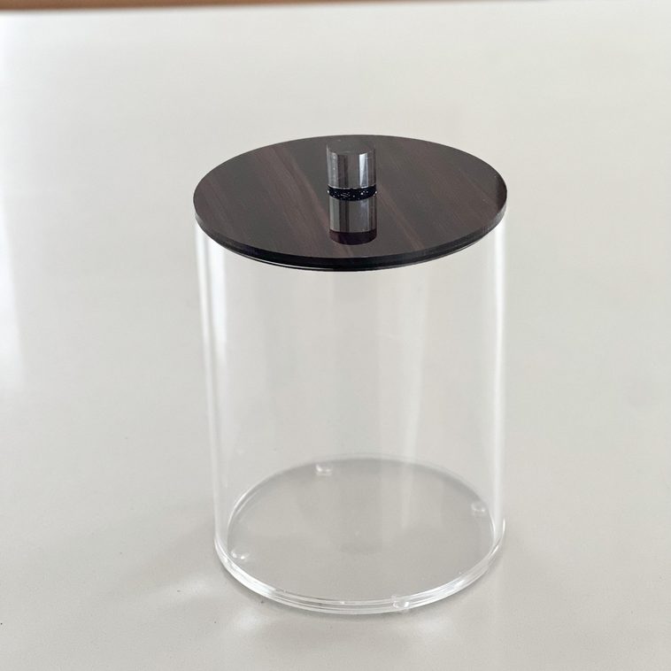Lucite Cookie Jars with Wood Look LIds - LEHADAR