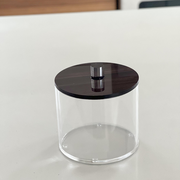 Lucite Cookie Jars with Wood Look LIds - LEHADAR