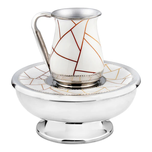 Mayim Achronim set with white Pattern Design - LEHADAR