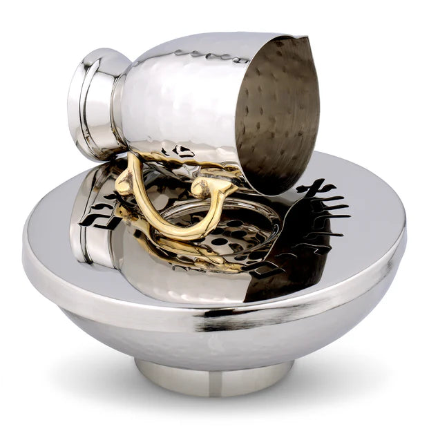Mayim Achronim set Nickel Plated with Golden Handles - LEHADAR