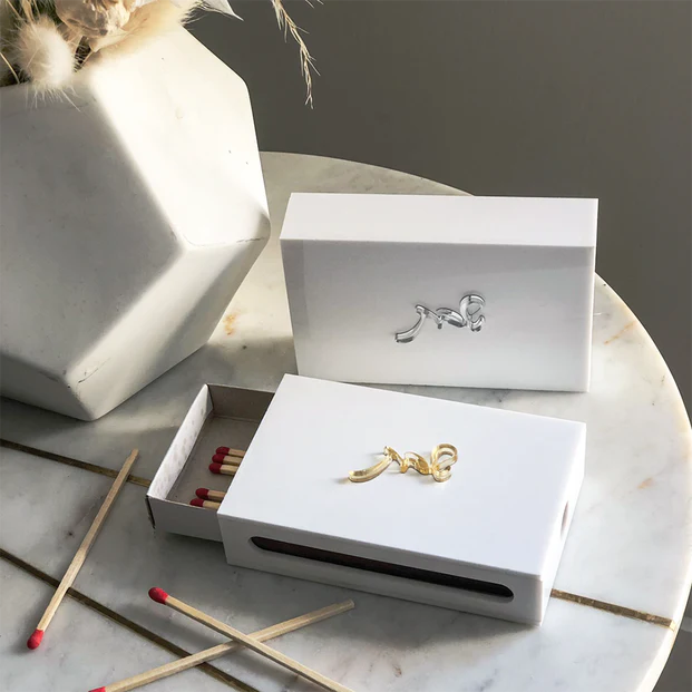 Lucite White Matches Box Holder - LEHADAR