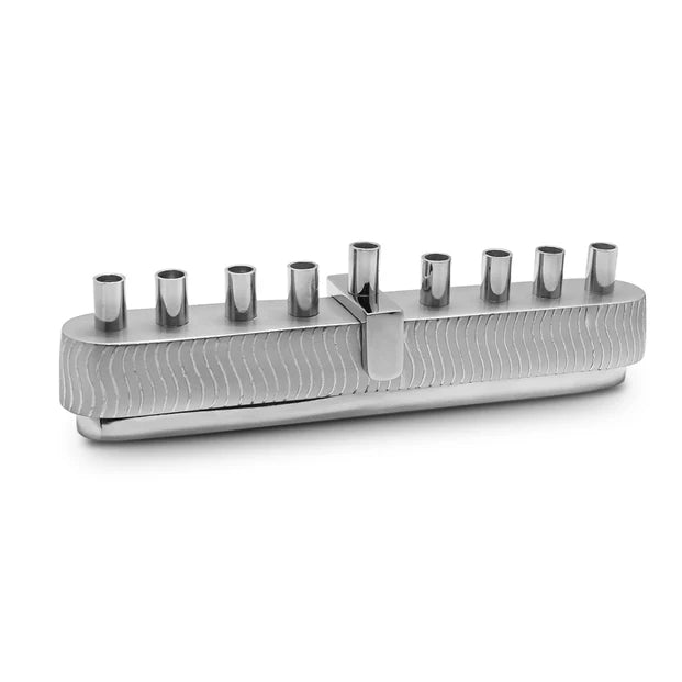 Polished Menorah with Swirls - LEHADAR