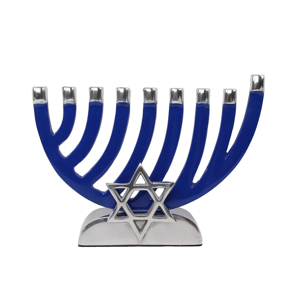 Metal Candle Menorah Polished with Star of David - LEHADAR