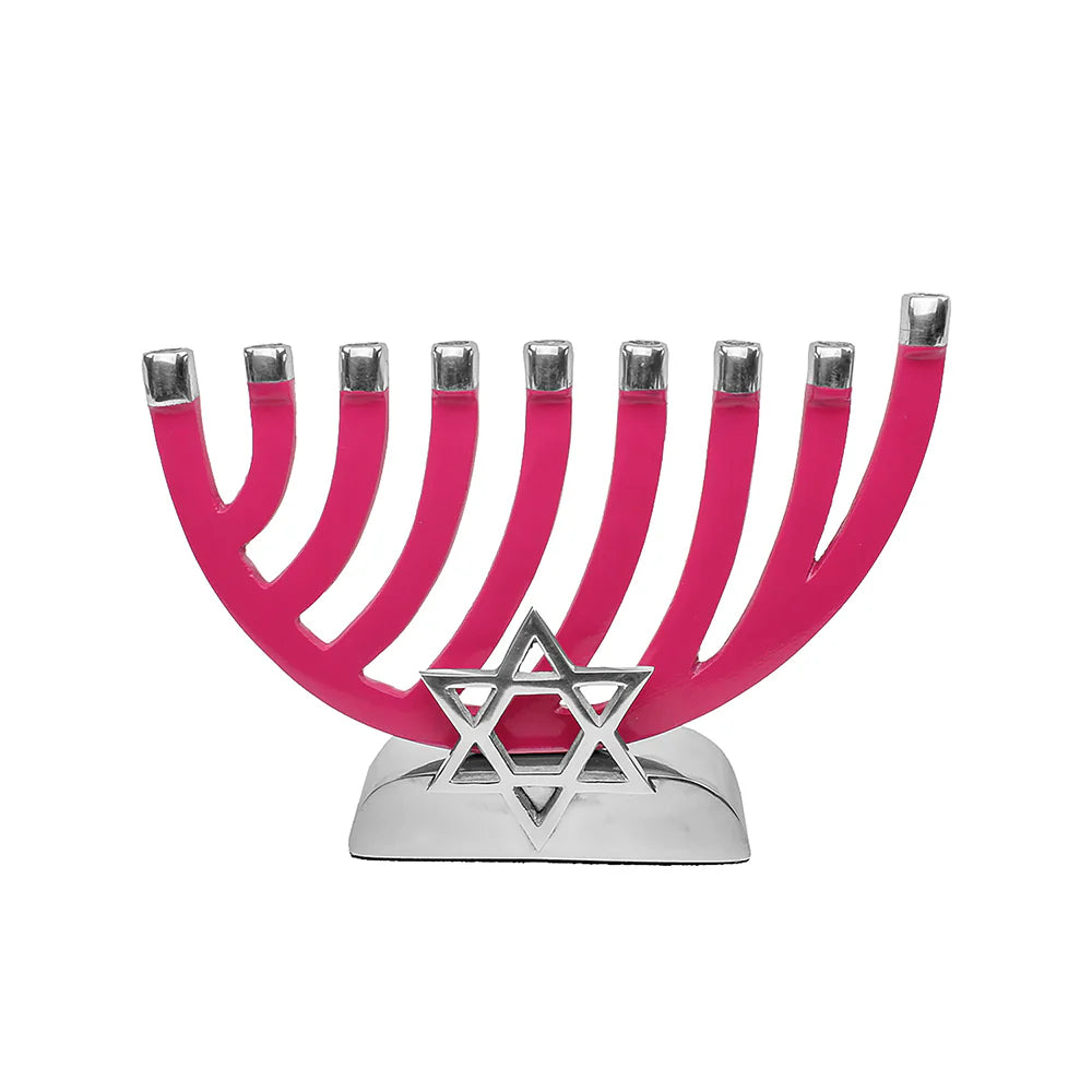 Metal Candle Menorah Polished with Star of David - LEHADAR