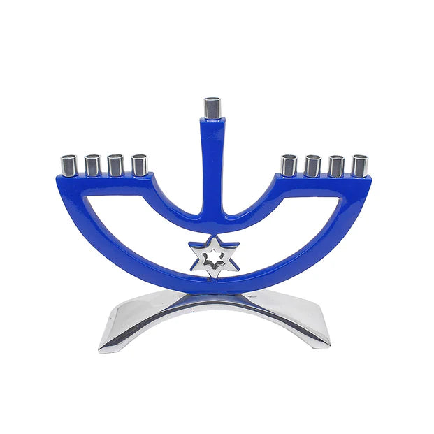 Metal Candle Menorah with Star of David - LEHADAR