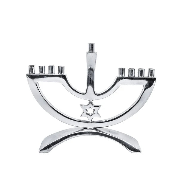 Metal Candle Menorah with Star of David - LEHADAR
