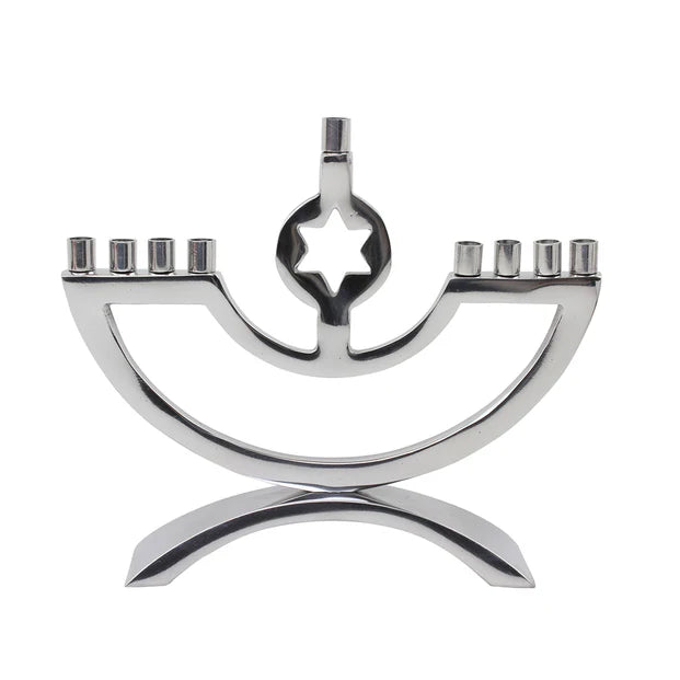 Metal & Enamel Candle Menorah with Star of David - LEHADAR