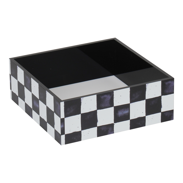 Black Chic Checkered Napkin Holder - LEHADAR