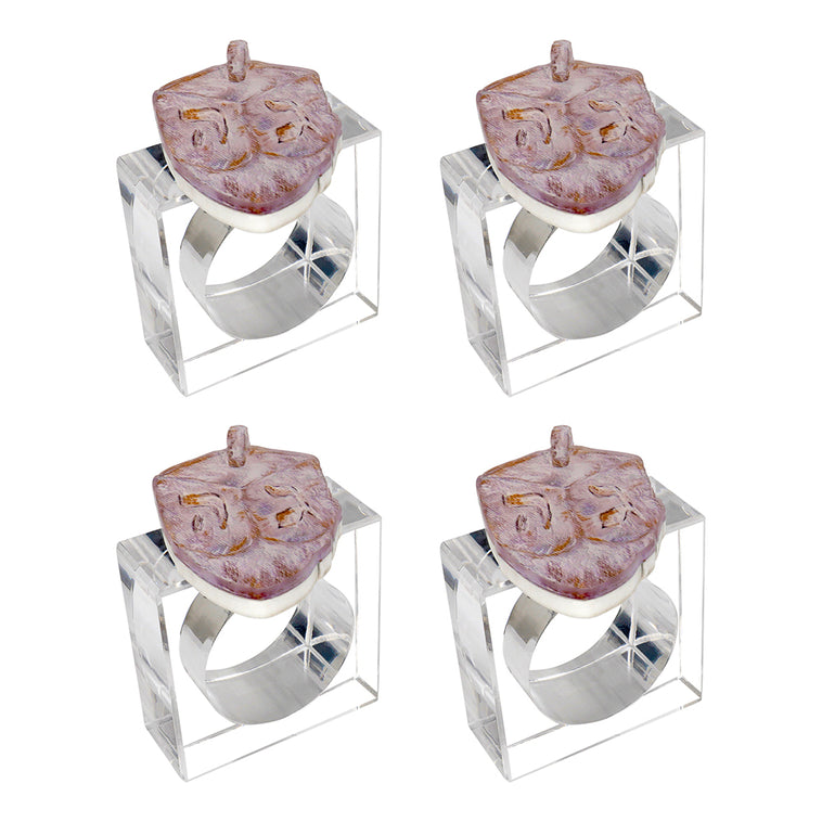 Lucite Yom Tov Napkin Ring Set - LEHADAR