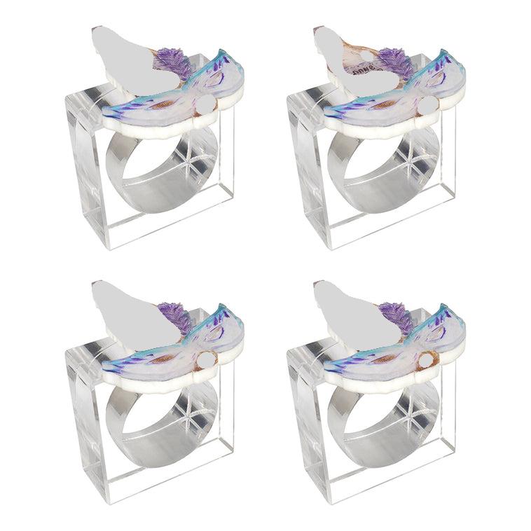 Lucite Yom Tov Napkin Ring Set - LEHADAR