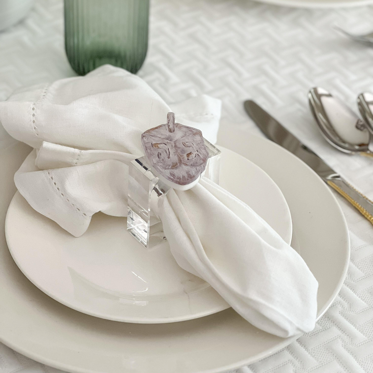 Lucite Yom Tov Napkin Ring Set - LEHADAR