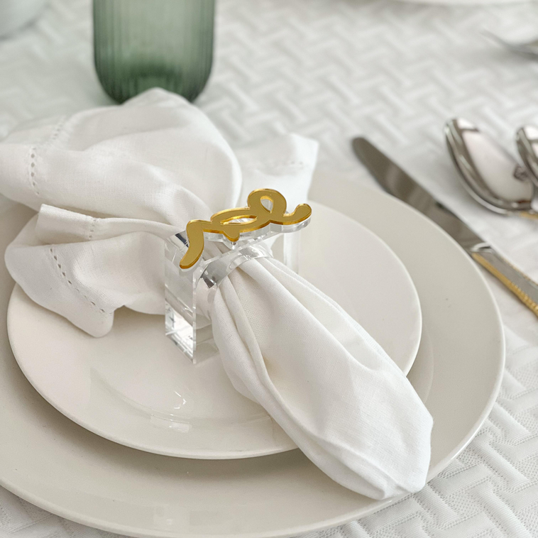 Lucite Yom Tov Napkin Ring Set - LEHADAR