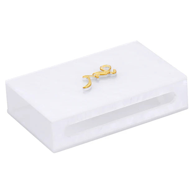 Lucite White Matches Box Holder - LEHADAR