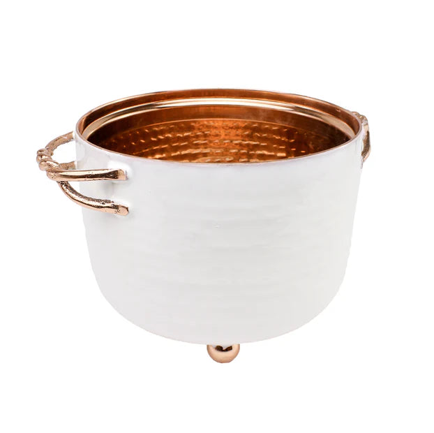 Dip Bowl Copper with Enamel Ivory Large - LEHADAR
