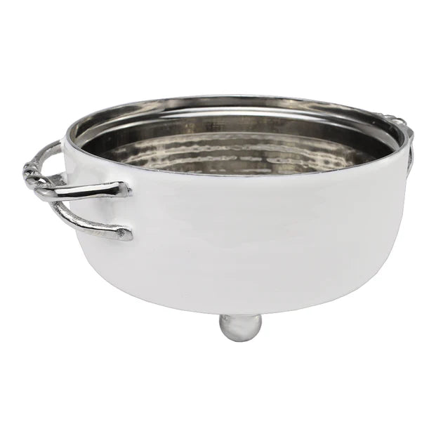 Dip Bowl Silver with Enamel Ivory Small - LEHADAR