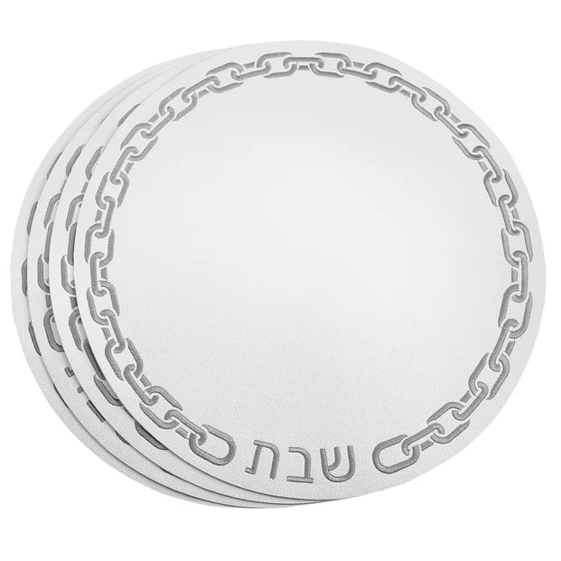 Leatherette Chain Design Placemat with Shabbos Text Set of 4 - LEHADAR