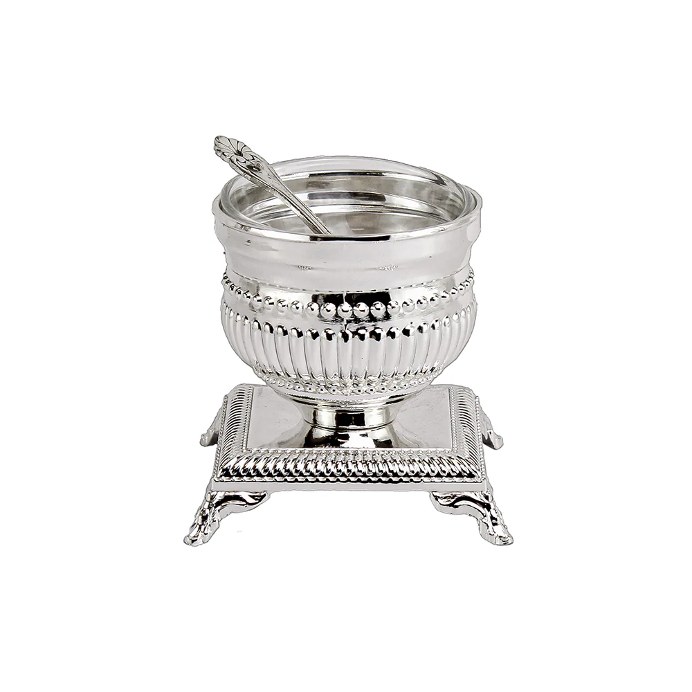 Silver Plated Salt Holder Beaded Design - LEHADAR