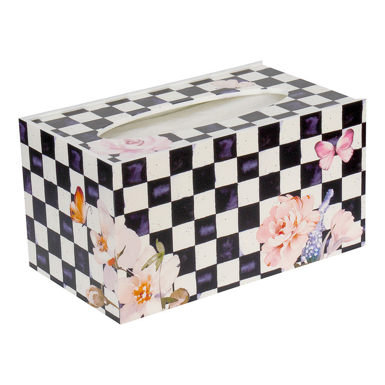 Black Chic Checkered Tissue Box - LEHADAR