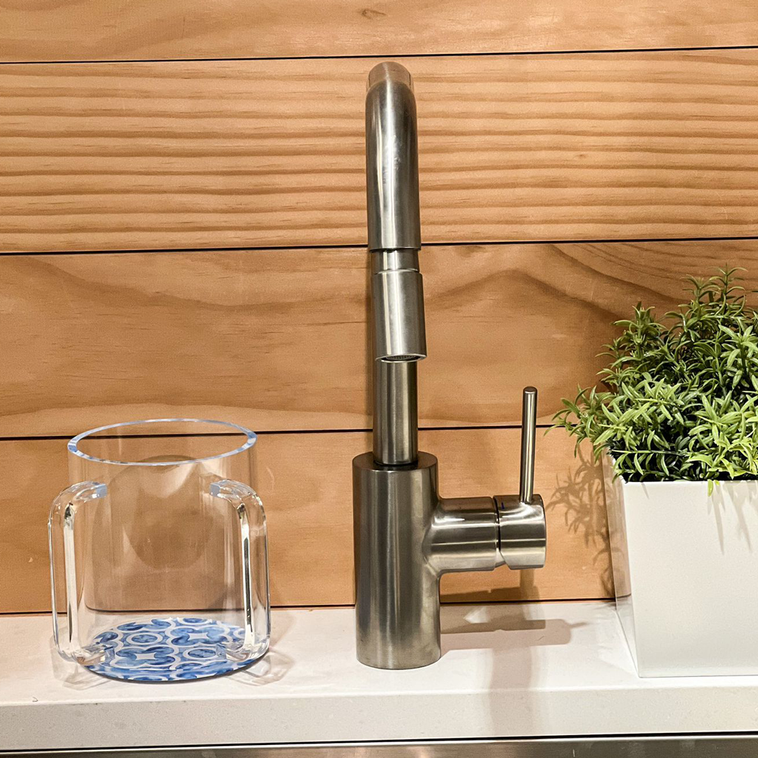 Lucite Wash Cup with Blue Designed Painted Base - LEHADAR