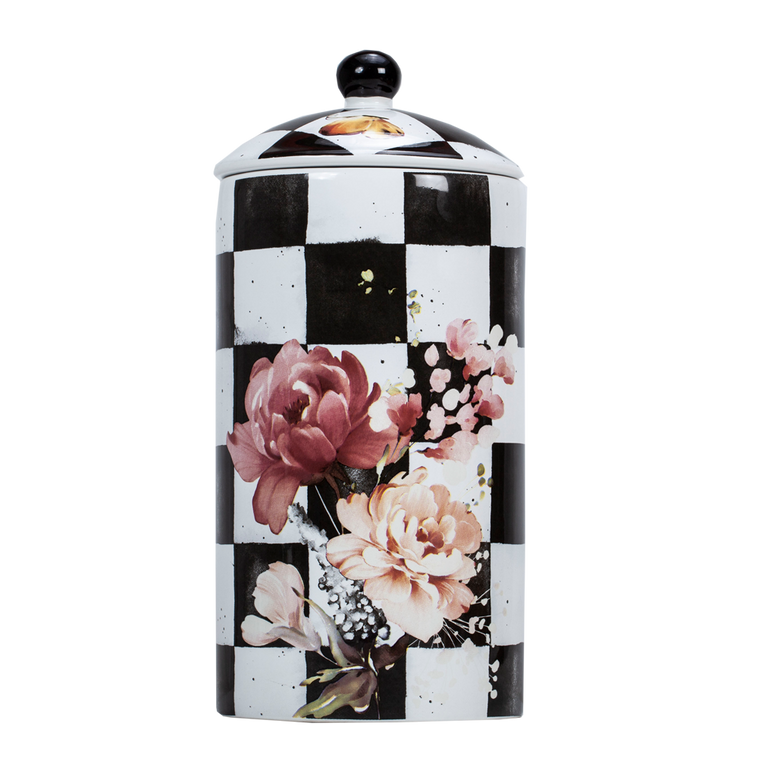 Chic Checkered Porcelain Cookie Jars - LEHADAR