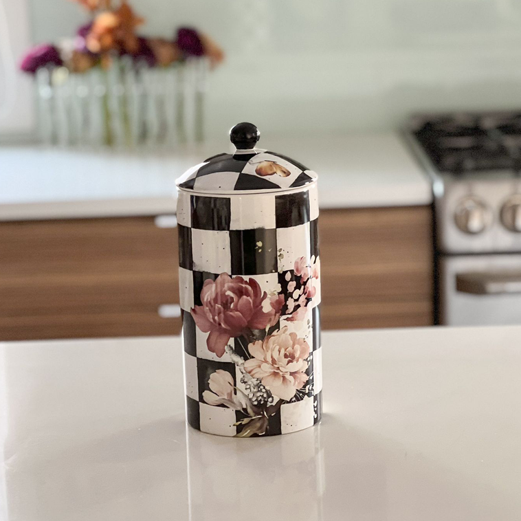 Chic Checkered Porcelain Cookie Jars - LEHADAR