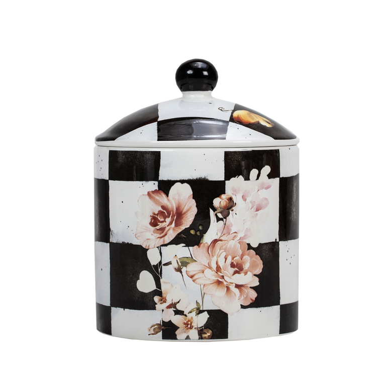 Chic Checkered Porcelain Cookie Jars - LEHADAR