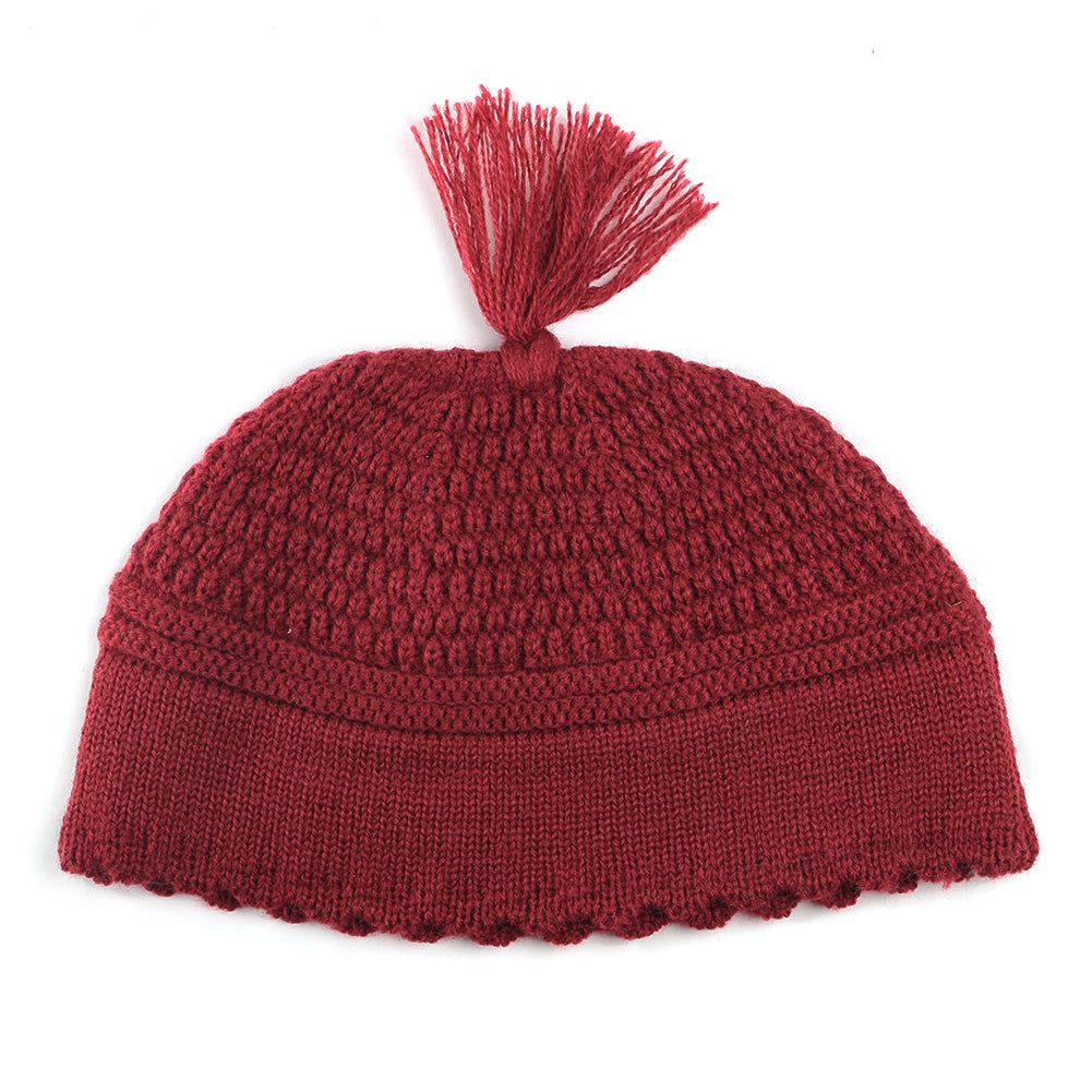 Yerushalmi Kippah Red Plain Medium - LEHADAR