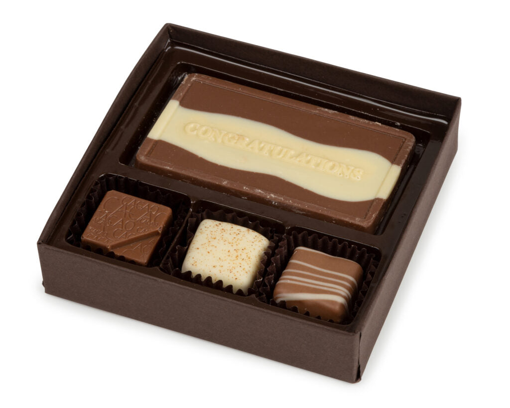 4 Piece Congratulation Assorted Chocolate Truffle Message Gift Box - LEHADAR