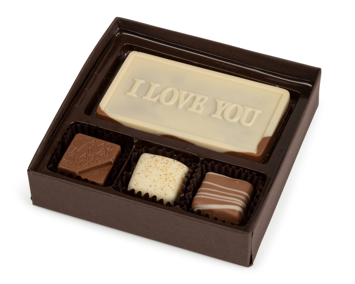 4 Piece I Love You Assorted Chocolate Truffle Message Gift Box - LEHADAR