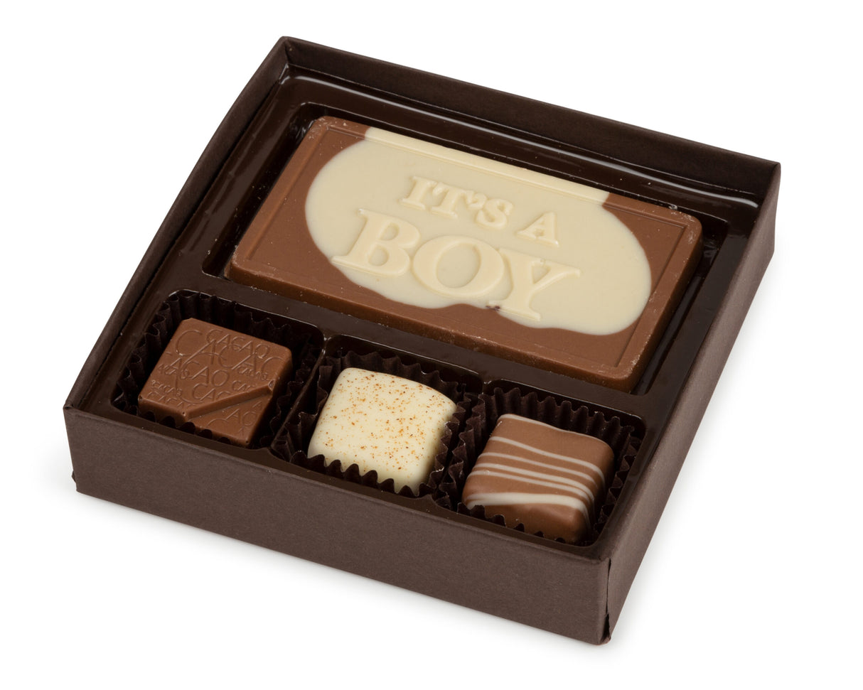 4 Piece It’s A Boy Assorted Chocolate Truffle Message Gift Box - LEHADAR