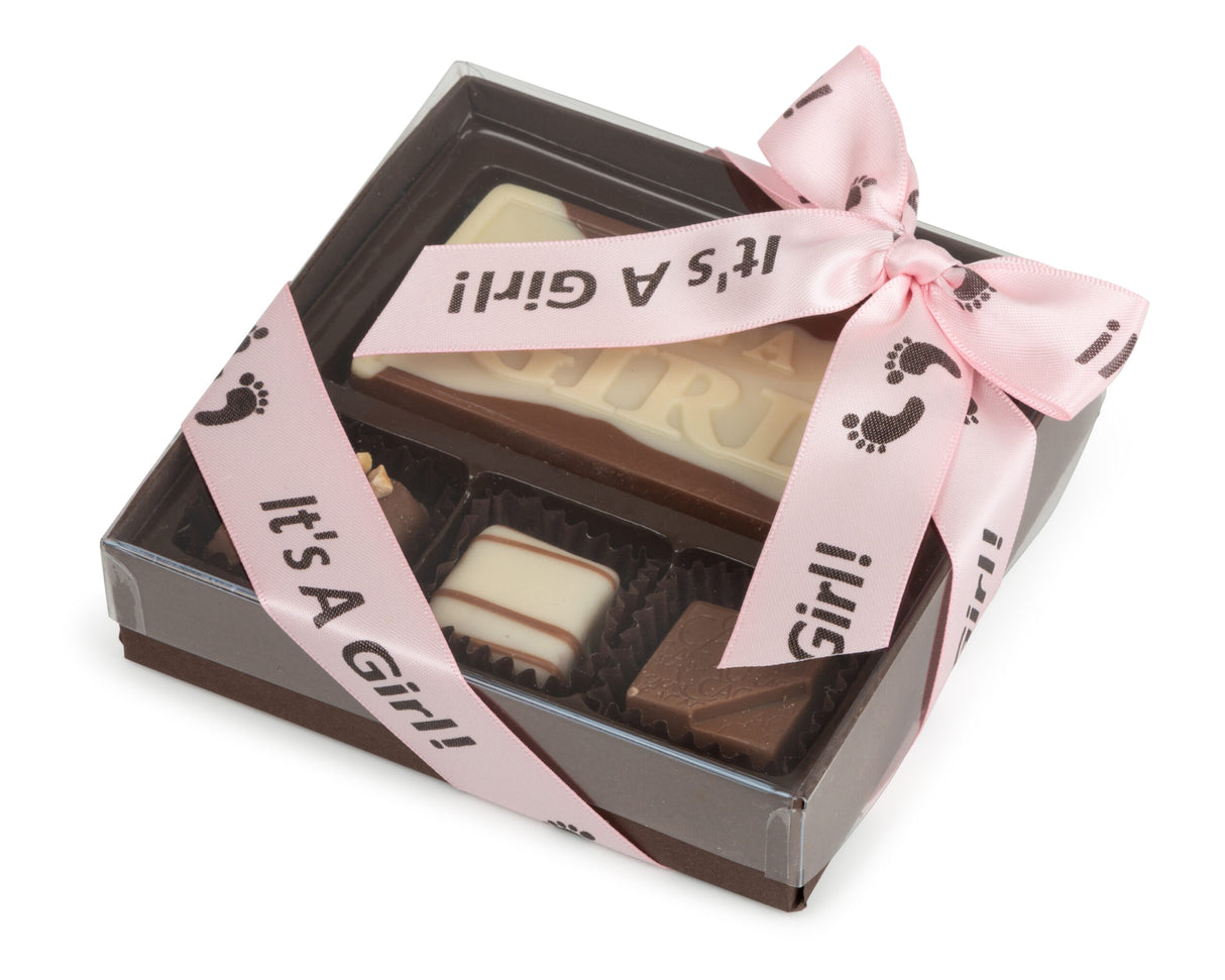 4 Piece It’s A Girl Assorted Chocolate Truffle Message Gift Box - LEHADAR