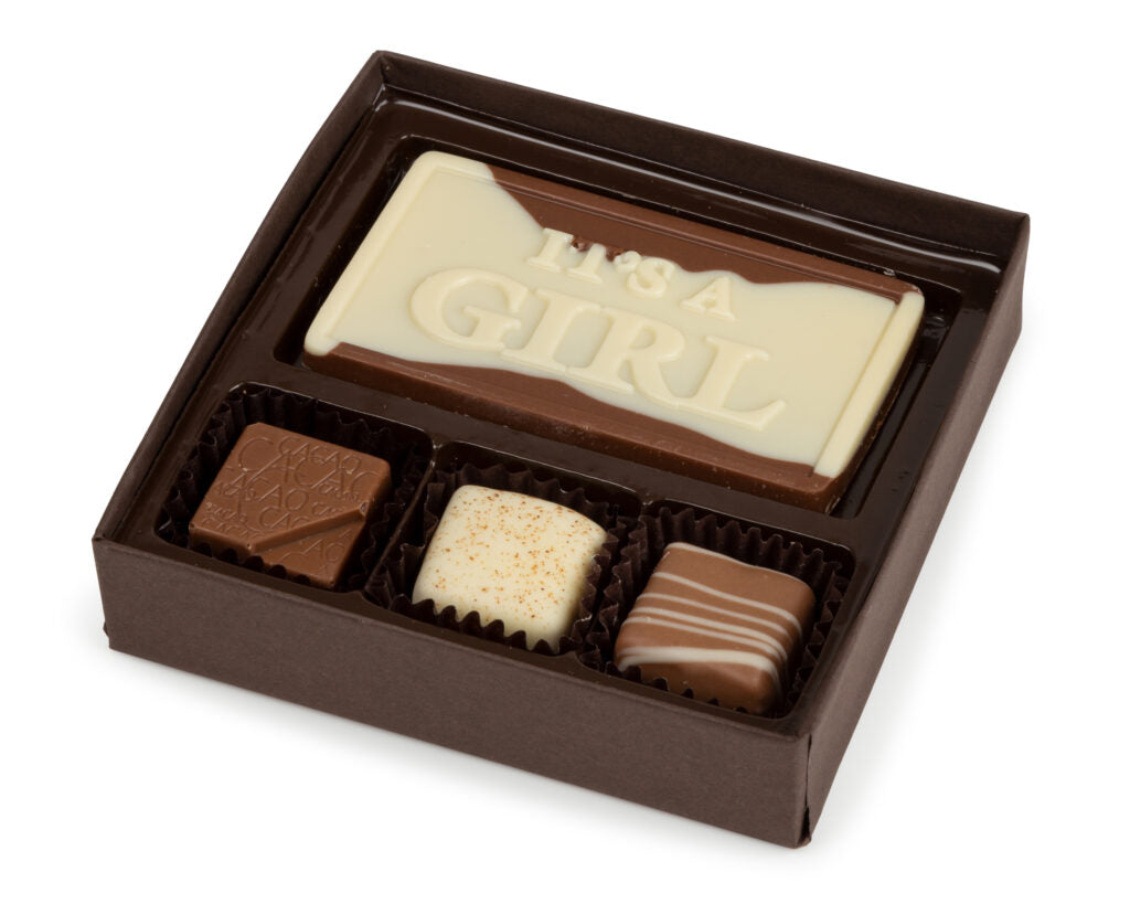 4 Piece It’s A Girl Assorted Chocolate Truffle Message Gift Box - LEHADAR