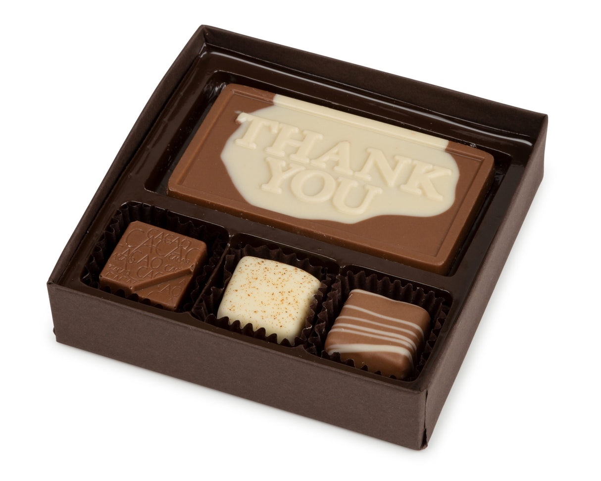 4 Piece Thank You Assorted Chocolate Truffle Message Gift Box - LEHADAR