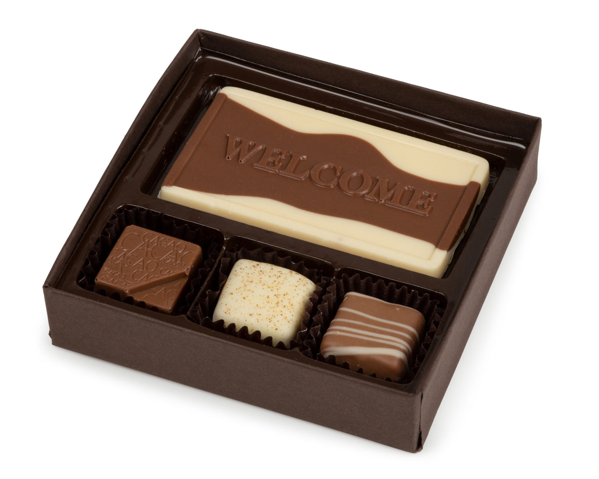 4 Piece Welcome Assorted Chocolate Truffle Message Gift Box - LEHADAR