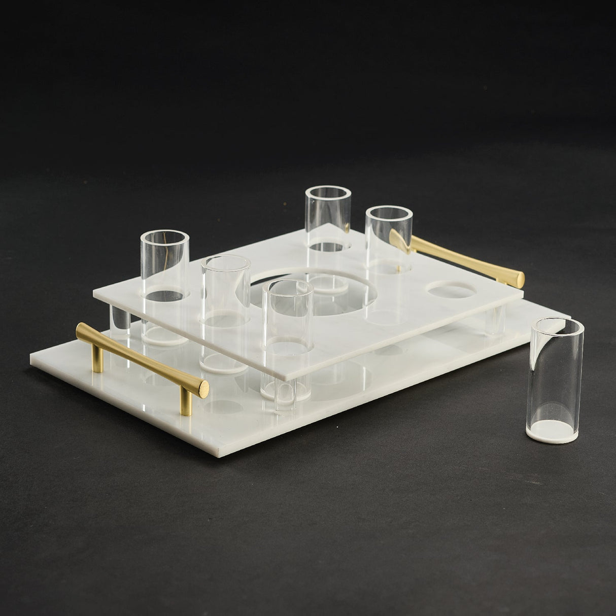 Shot Cup Set- White Marble Lucite - LEHADAR