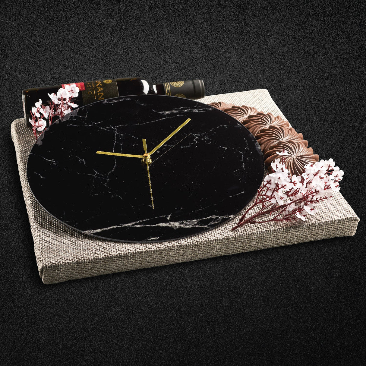 Black Marble Clock Chocolate Arrangement - LEHADAR