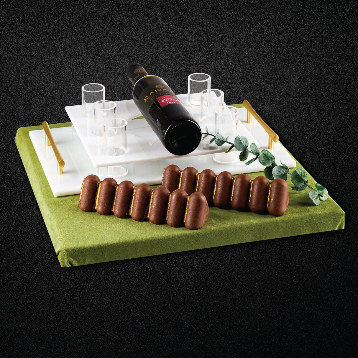 White Marble Shot Glass Set Chocolate Arrangement - LEHADAR