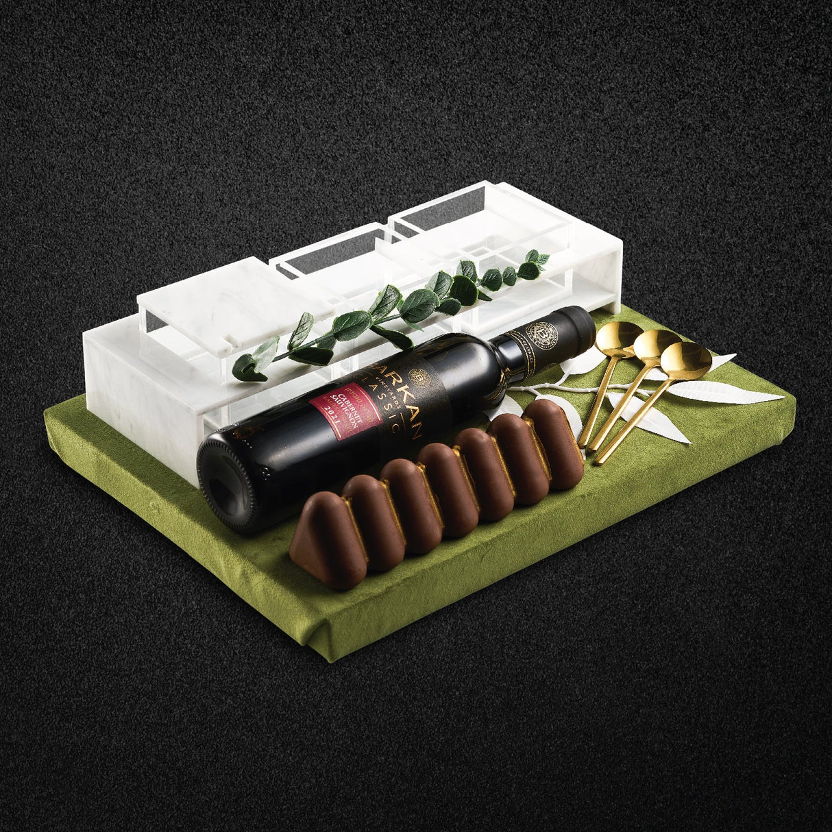 White Marble Dip Bowl Set Chocolate Arrangement - LEHADAR