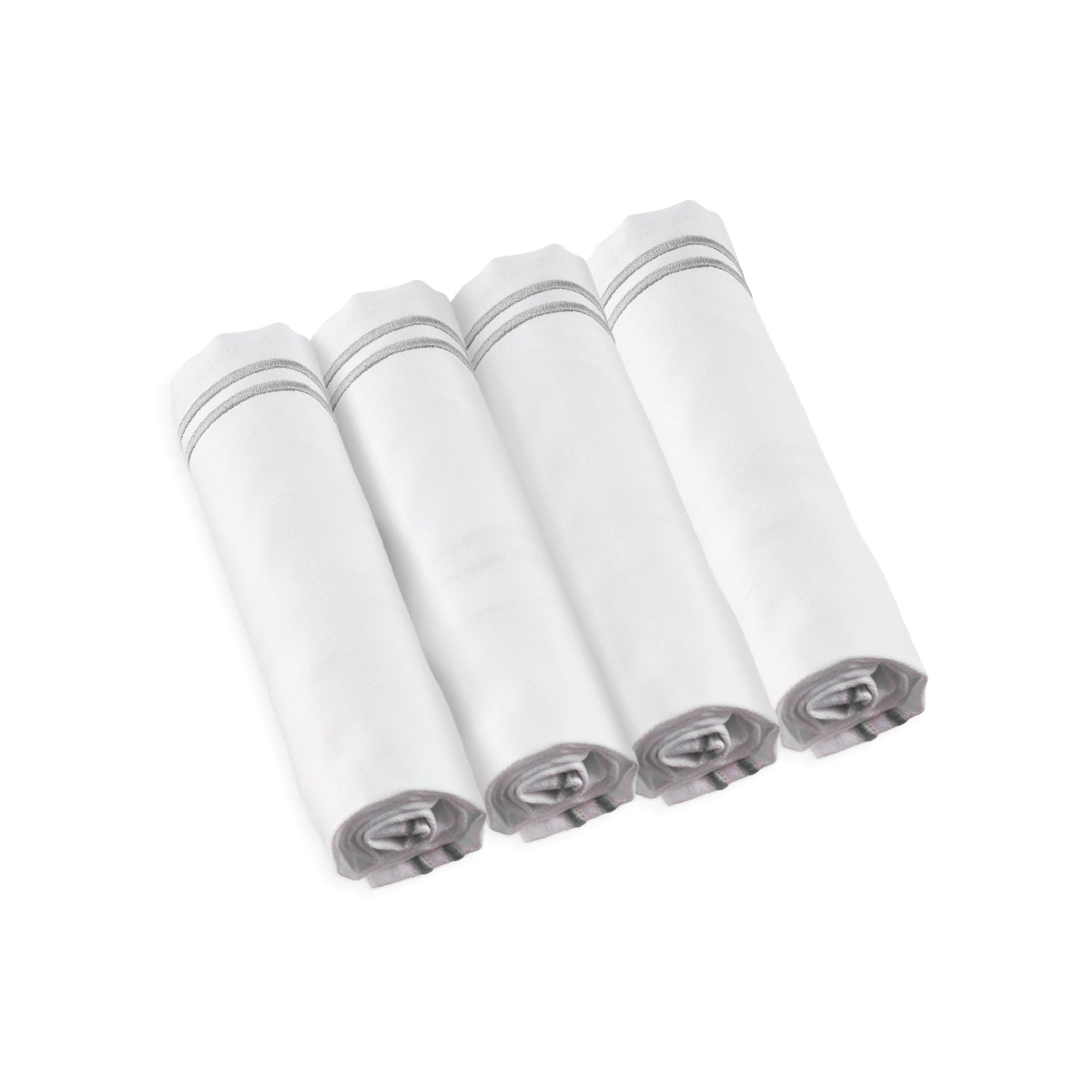 Double Rim Cloth Napkins- Silver- Set of 4 - LEHADAR