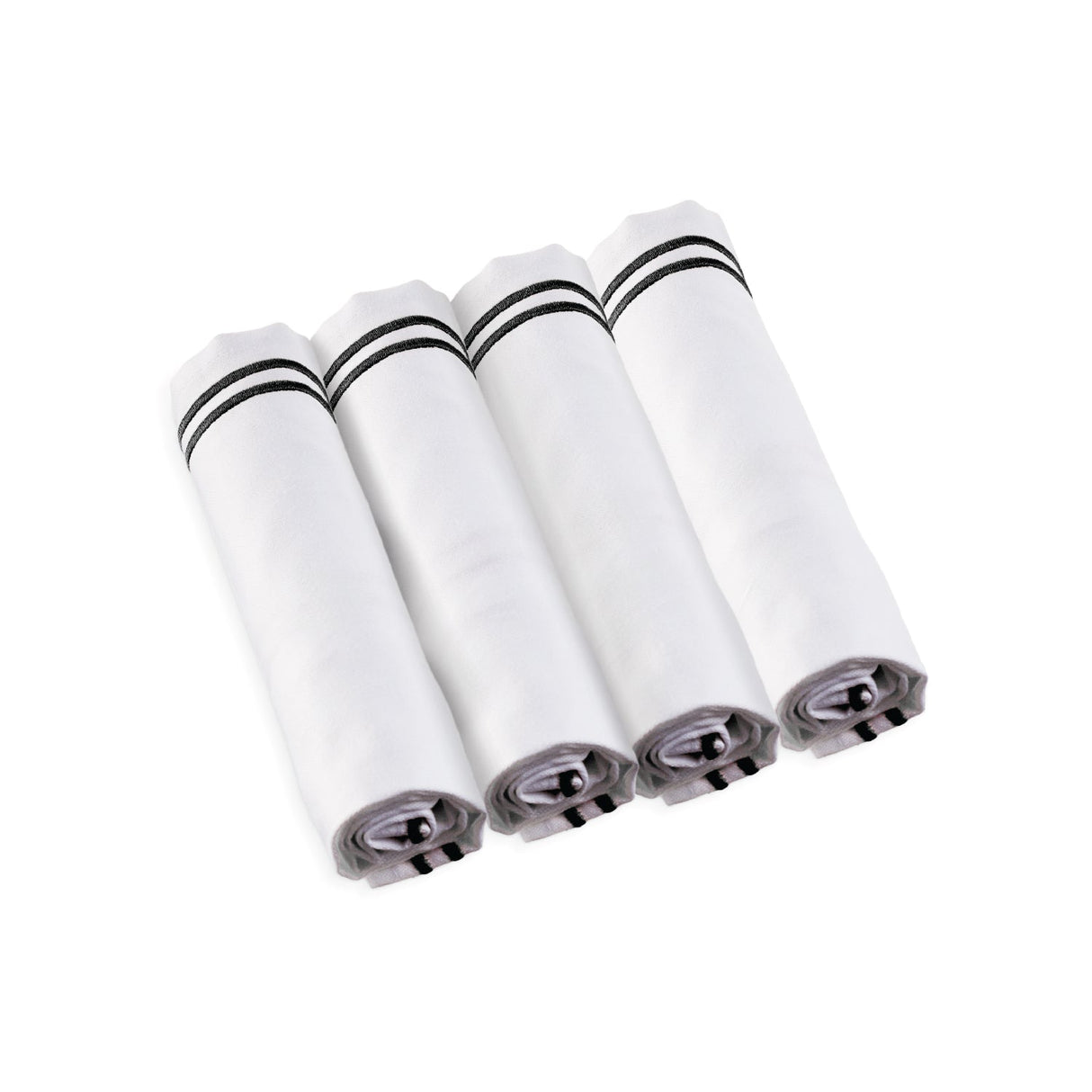 Double Rim Cloth Napkins- Black- Set of 4 - LEHADAR