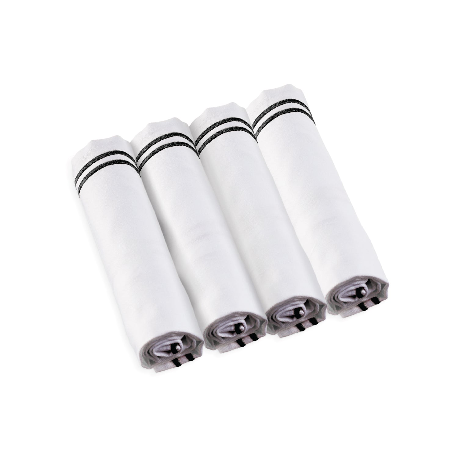 Double Rim Cloth Napkins- Black- Set of 4 - LEHADAR