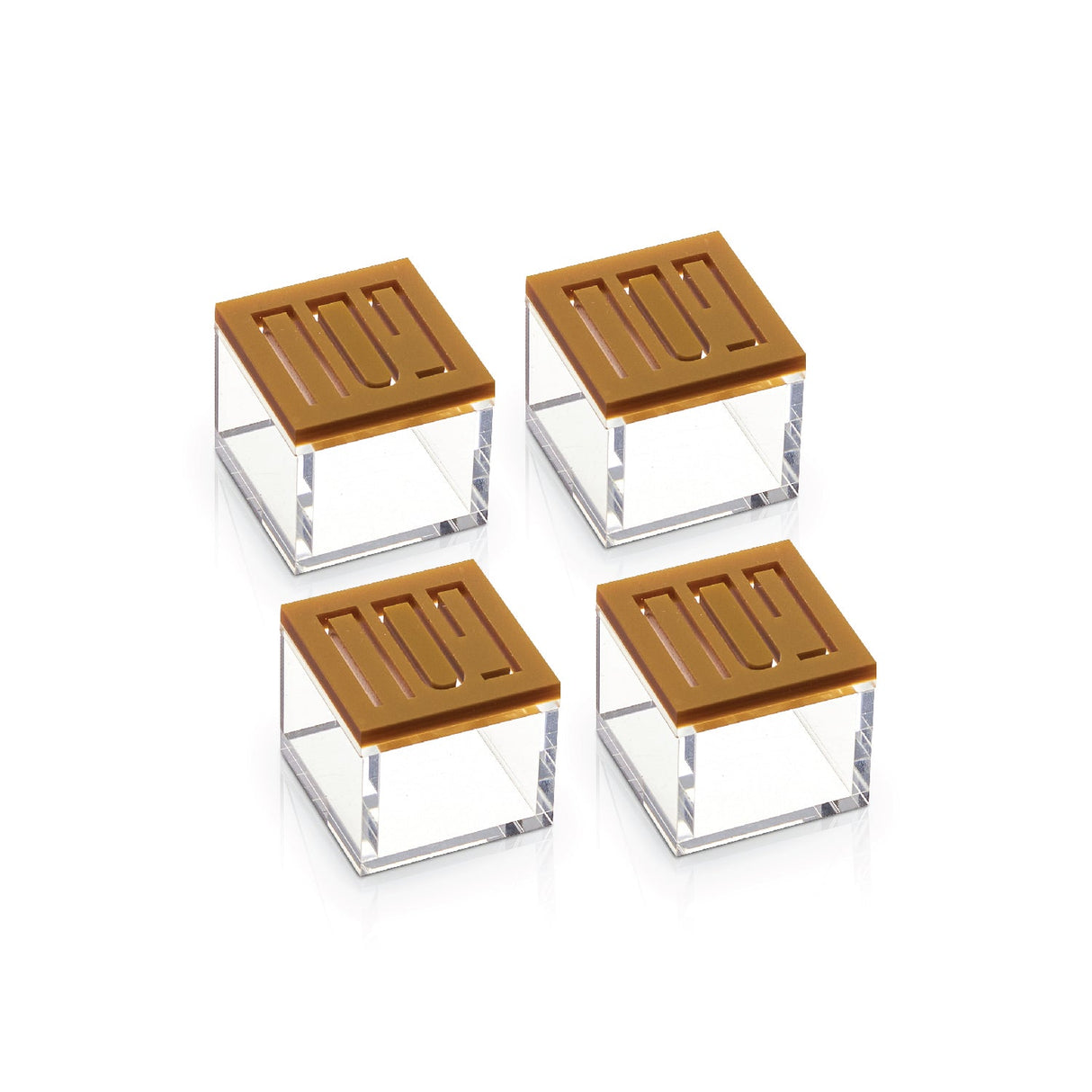 Square Pesach Napkin Rings- Gold Lucite- Set of 4 - LEHADAR