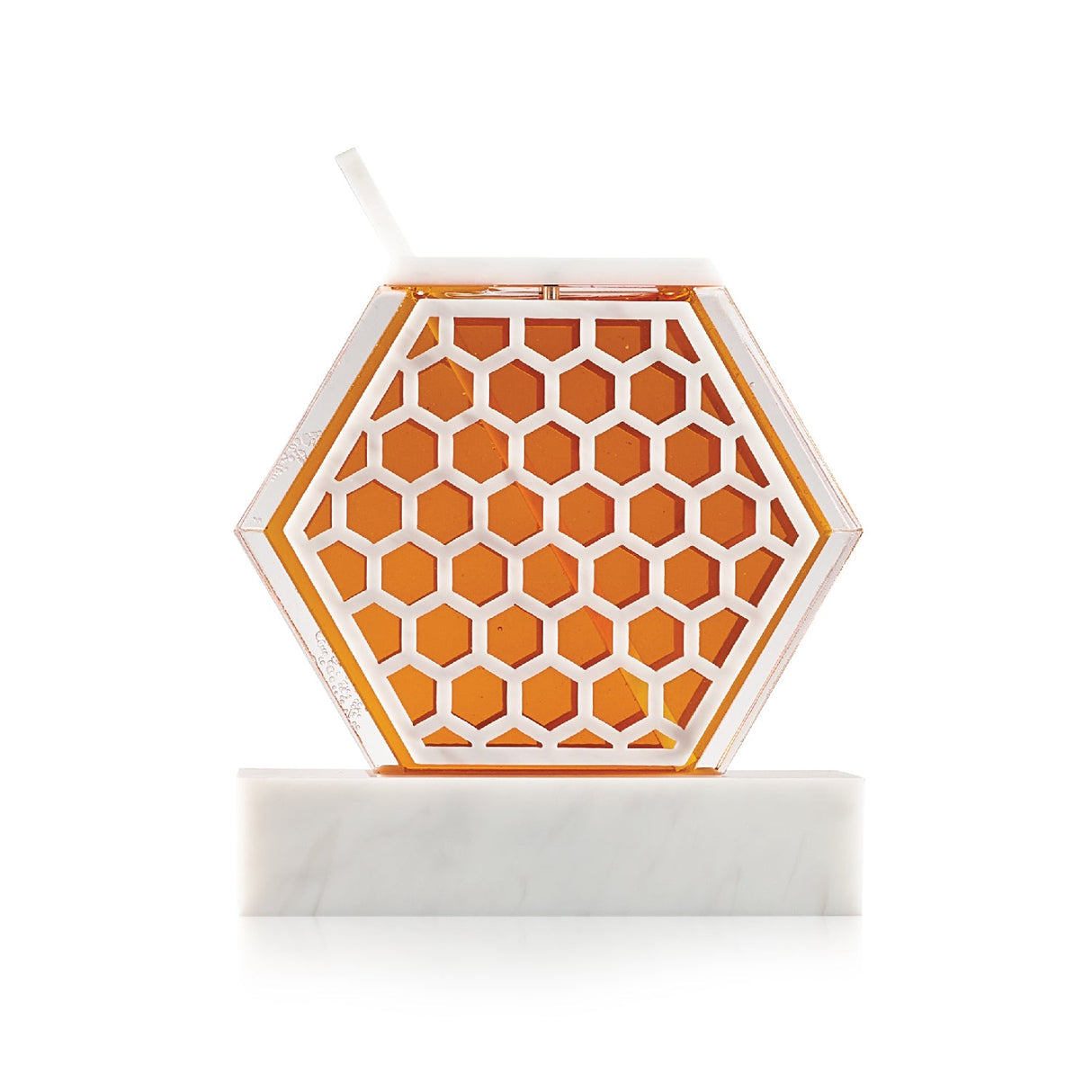 Honeycomb Honey Dish- White Marble Lucite - LEHADAR