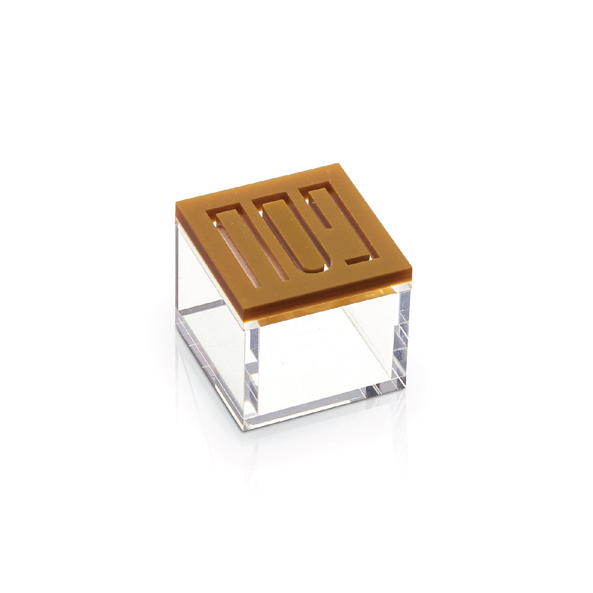 Square Pesach Napkin Rings- Gold Lucite- Set of 4 - LEHADAR