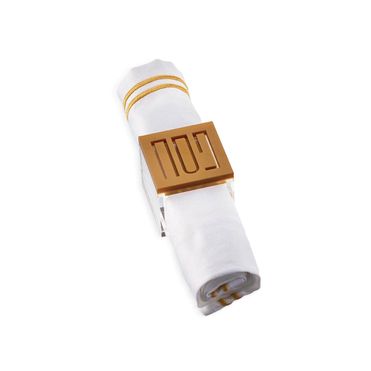 Square Pesach Napkin Rings- Gold Lucite- Set of 4 - LEHADAR