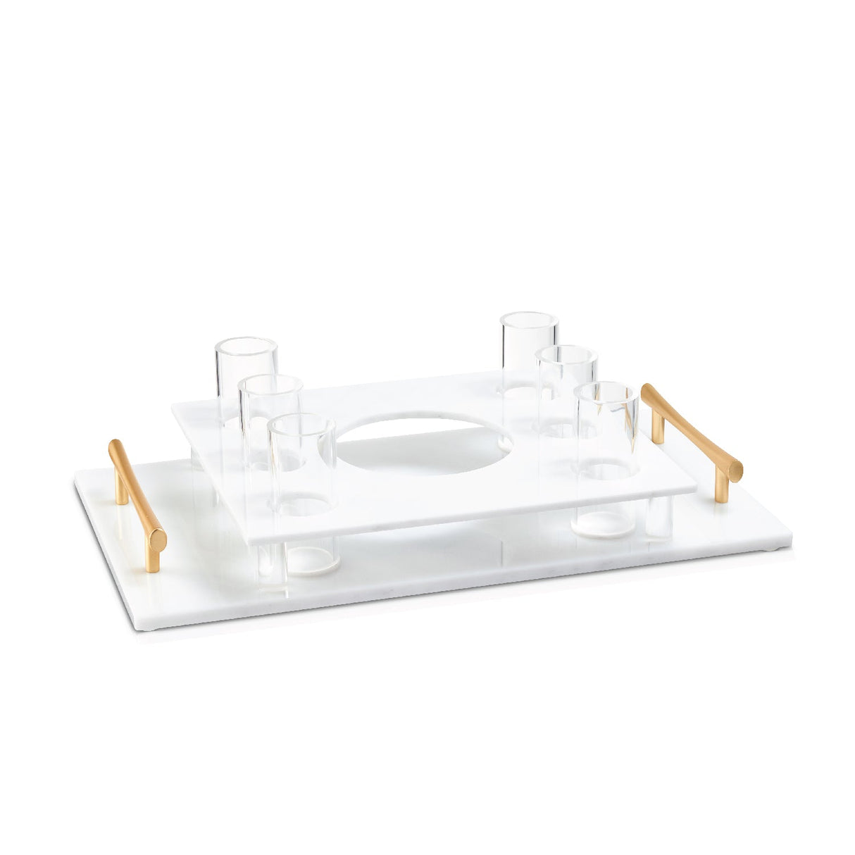 Shot Cup Set- White Marble Lucite - LEHADAR