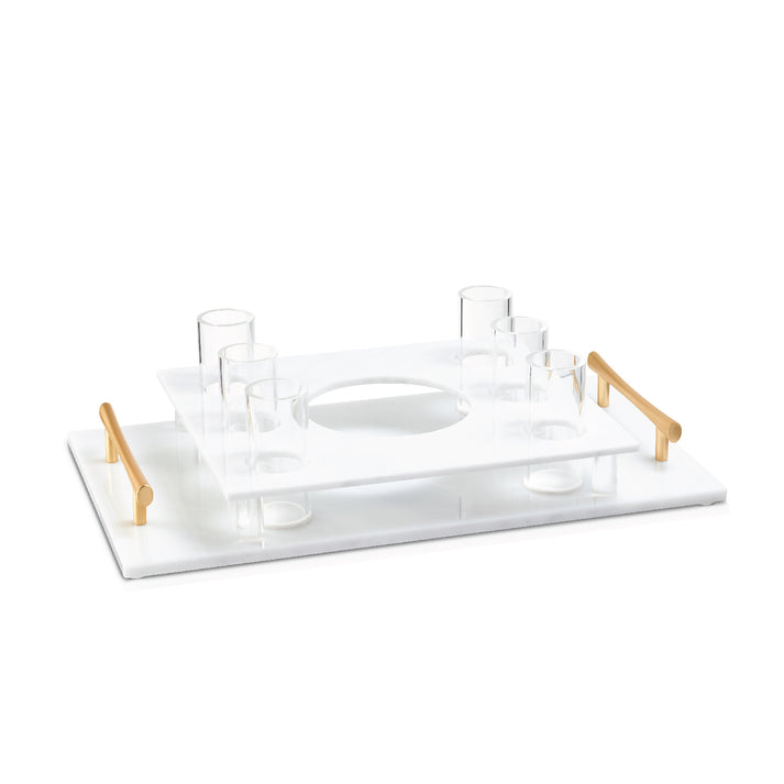 Shot Cup Set Mishloach Manos- White Marble - LEHADAR