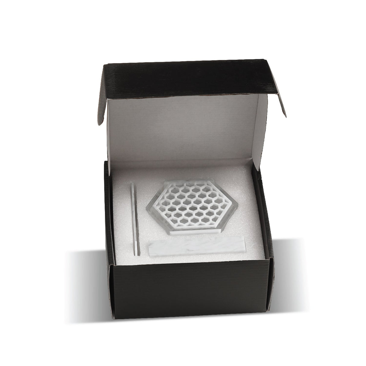 Honeycomb Honey Dish- White Marble Lucite - LEHADAR